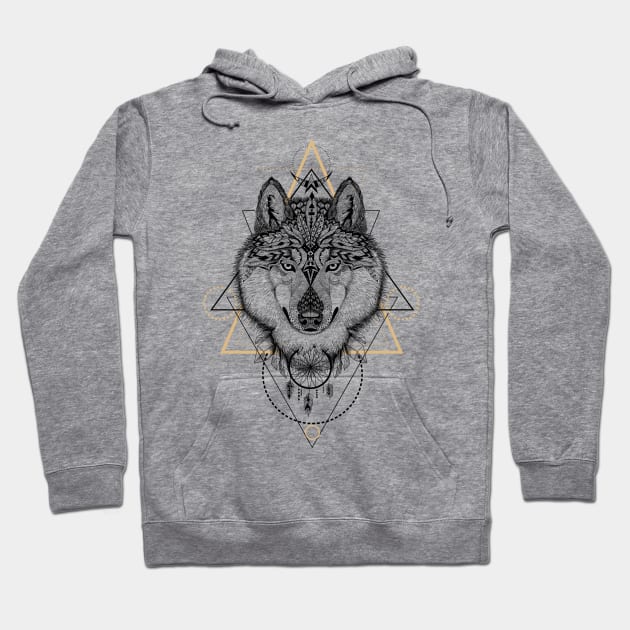 Totem mandala Wolf in boho/ethnic/aztec style Hoodie by fears